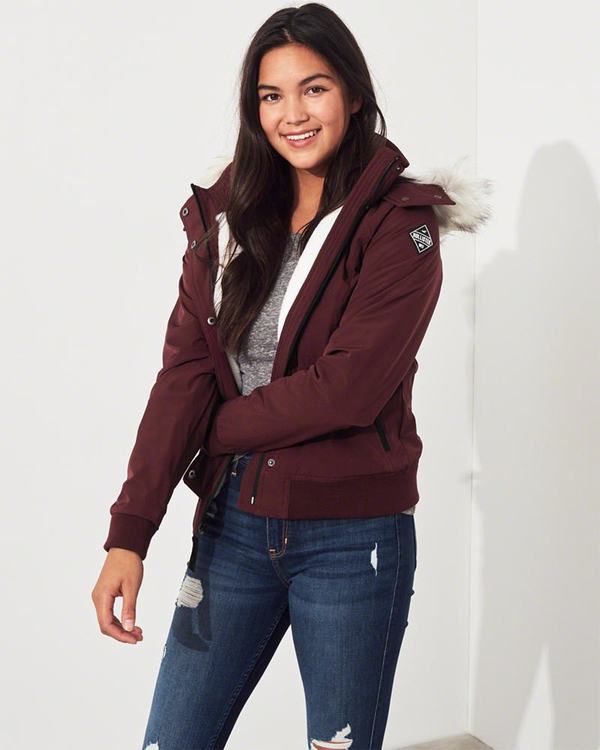 Giacca Hollister Donna Cozy-Lined Bomber Bordeaux Italia (845DLRYX)